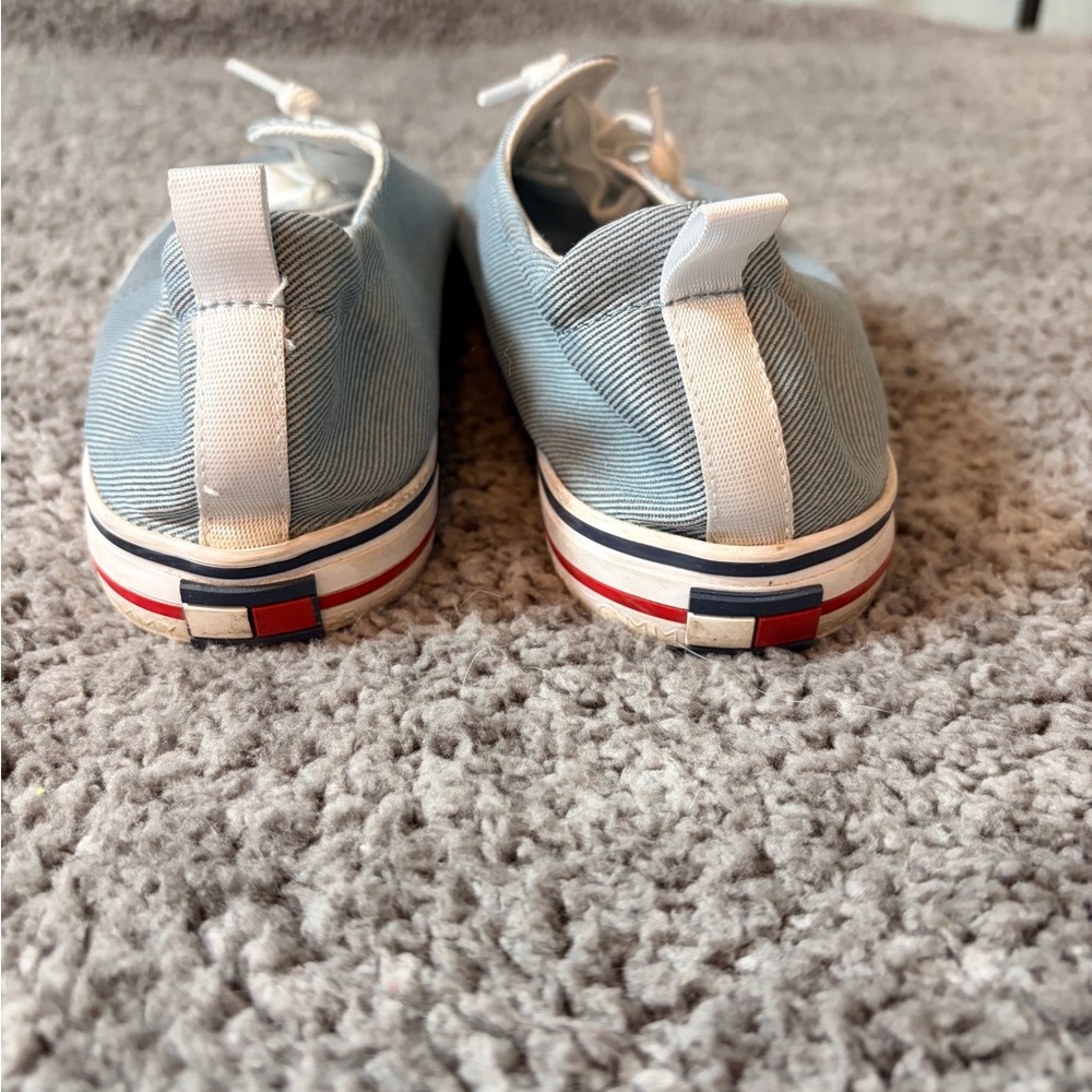 Tommy Hilfiger Light Blue Canvas Sneakers Womens 8.5 Lace Up Casual Preppy - Picture 3 of 11